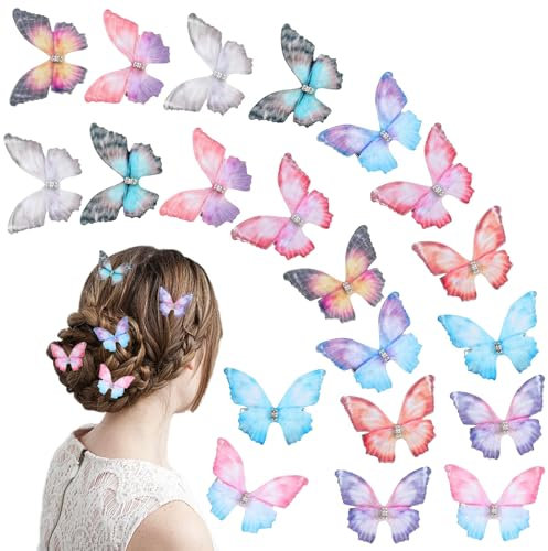 Horquillas de Mariposa, 20 Pcs Pinza de Pelo Mariposa, Pinzas de Cabello Mariposa, 3D Pinzas Cabello Mariposa, Accesorios Pelo para Mujer Niña