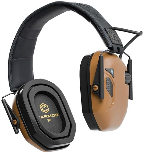 EARMOR M300T - Protección auditiva electrónica con Bluetooth, reducción de ruido para caza, control dinámico de ruido de 29 dB, color marrón