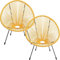 Kare Design Gartenmöbel Set Acapulco, 2er Set, Gelb, Indoor und Outdoor Sitzgruppe im Retro-Design, 2X Sessel, Gartenstühle, Lounge-Möbel für Balkon, Garten, Terrasse, Schwarzes Stahlgestell