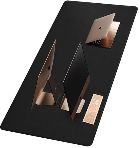 Cacoy 170x90cm Leather Desk Pad Protector, Large Computer Mouse Pad, PU Leather Desk Blotters, Desk Mats on Top of Desks, Waterproof Desk Writing Pad for Office and Home (Black)