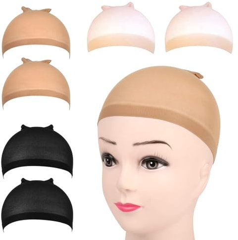 Wig Cap, Haarnetz für Perücken, 6 Stück Perückenkappe Set Nylon Wig Cap HD-Haarnetz Perücke Kappen Perückennetz Unterziehhaube Dehnbare Elastische Atmungsaktive