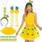 SANLIUSANJIU Ananas Kostüm Damen, Damen Frucht Faschingskostüme, Hawaii Kostüm Damen, Früchte Kostüm Ohrringe Ananas 50er Faschingskostüm Damen Geeignet für Mardi Gras Bizarre Kostüm Parteien