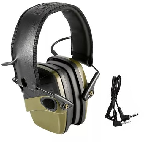 TWSOUL Elektronische Gehörschutz Schiessen Kapselgehörschutz Ohrenschützer Lärmdämpfung für Jagd Dämmwert, NRR22dB SNR 27dB Dynamische Geräusch-Regelung, Ideal zum Schießen Kapsel-Gehörschutz (Grün)