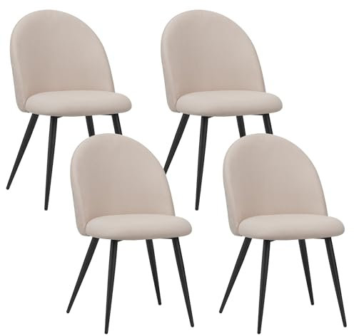 ALBATROS Esszimmerstühle mit Stoff-Bezug 4er Set Capo, Beige - Stilvolles Vintage Design, Stoff-Bezug, SGS geprüfter Polsterstuhl - Moderner Küchenstuhl, Stuhl Esszimmer oder Esstisch Stuhl