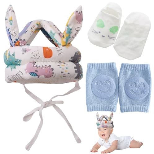 Kopfschutz Helm Ab 6 Monate Baby Head Protector 360° Anti-Kollision für 6 Bis 72 Monate Mit 1 Socken 1 Knieschoner