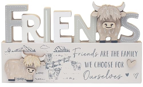 Lesser & Pavey Love & Affection Highland Cow Friends Standing Wooden Plaque | Standing wooden plaque, Highland Cow, friends theme