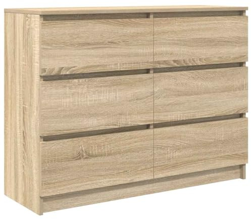 vidaXL Sonoma Oak Sideboard/Cabinet - Modern Engineered Wood Storage Unit for Living Room, Kitchen, Dining, 100x35x76 cm