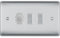 BG Brushed Steel 3 Gang Switch 1x Trailing Edge LED Dimmer 2x 2 Way Custom Grid