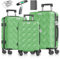 KESSER® Reisekoffer Set 3-teilig | Kofferset ABS Hartschalenkoffer mit Zahlenschloss, Kofferwaage & Reisebrieftasche 360° Rollen | Handgepäck & große Koffer für Business & Reise Trolley Apple Green