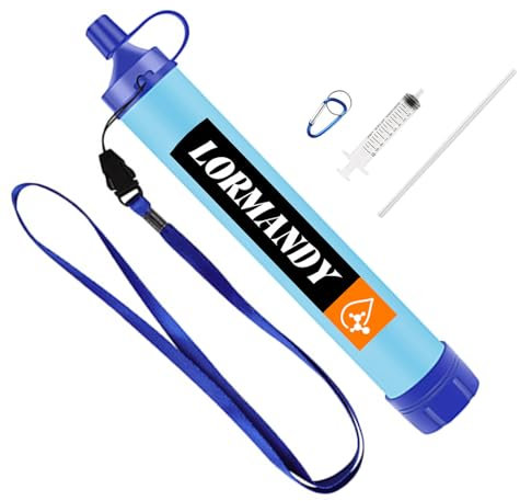 Wasserfilter Outdoor - Trinkwasserfilter für 1500 Liter gefiltertes Wasser - Karabiner und Verlängerungshalm,Tötet 99,999% aller Bakterien und Keime ab - outdoor filtre purificateur d'eau,blau