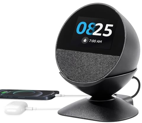 Dianves Supporto per Echo Spot (versione 2024) e Homepod Mini, supporto regolabile per smartphone e altro, con porte di ricarica USB-C e USB-A, base girevole a 280 gradi e cuscinetto in silicone