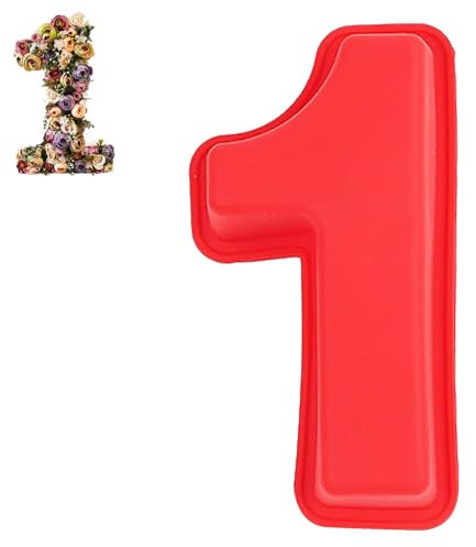 Guittly Number 1 Cake Tins Moulds, 3D Large Number Cake Mould, Bake Trays for Baking Birthday Anniversary, Non-Stick Food-Grade Silicone Oven and Dishwasher Safe (1)