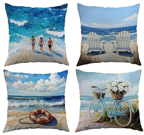 YongXinMY Quadratische Plüsch-Kissenbezüge, weich, dekorativer Kissenbezug für Couch, Bett, Sofa, Sommer, Wohnzimmer, Outdoor, Heimdekoration, 45 cm, 4 Stück