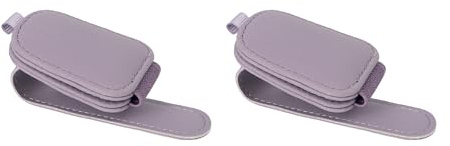 Yuoyar Sunglass Holder for Car, Magnetic Leather Sunglasses Holder and Ticket Card Clip, Car Visor Accessories, 2 Packs (Purple)