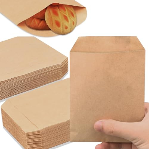 500 Stück Kraftpapiertüten Braun 13x18 cm - Umweltfreundliche Papiertüten zum Befüllen - Ideal als Candy Bar Tüten, Gastgeschenke Hochzeit, Postkartenhüllen, Kekstüten & Adventskalender