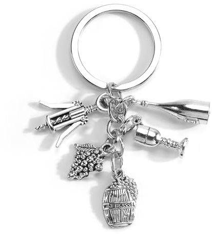 Porte-Clés En Métal, Tire-Bouchon Et Pendentif En Cristal Rouge, Le Cadeau Pour Les Amateurs Et Collectionneurs De Vin (Argenté4)