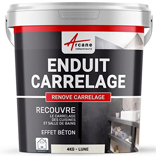 Enduit carrelage, salle de bain, cuisine, mural et sol, recouvre et rénove, faïence, masquage, renove carrelage - 4 kg (environ 2,6 m²) Lune - ARCANE INDUSTRIES
