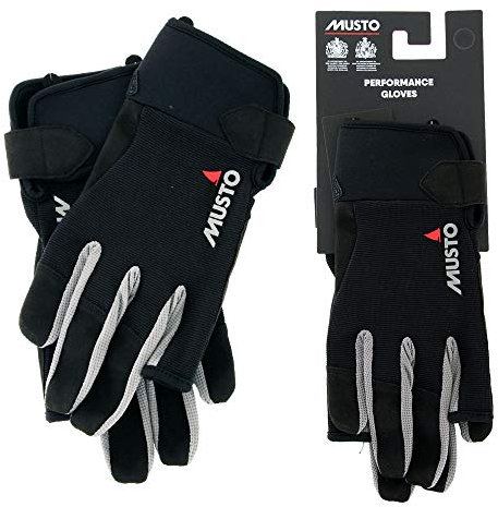 Musto Essential Sailing Lange Fingerhandschuhe in Schwarz - Erwachsene Unisex - Ideal für das ganze Jahr über - Leichtes Stretching
