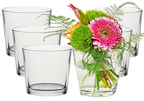Windlichter Lilly aus Glas, konisch Ø 10 cm H 9 cm - Teelichtgläser - Teelichthalter - Vorspeisengläser - Dessertgläser - Vasen (6 Stück)