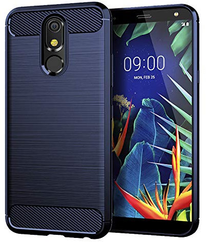 GYDQQKJ DQG Anti-Fall hülle für LG K40 Hülle, Weiche Handytasche Kohlefaser TPU Handyhülle Silikon Tasche Schale rutschfest Case Cover für LG K40 (5.7) - Blau