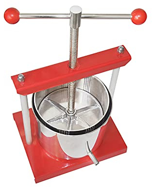 SQUEEZE master Cheese Tincture Herb Fruit Wine Manual Press -1.6Gallon/ 6 Litre-Power Ball Handle-Stainless Steel & Iron for Juice,Cider,Wine,Olive Oil