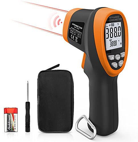 AIOMEST Thermomètre Infrarouge Laser Numérique Sans Contact -58°F~2732°F (-50°C～1500°C) Emissivité Réglable Digital LCD Alarme Pistolet de Température pour Industrial Cuisine Pizza (Pas pour L'homme)