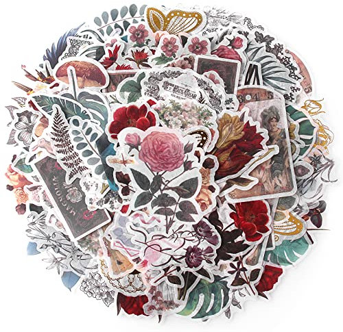 240 Stück Blumen-Aufkleber, Scrapbooking-Aufkleber Goldfolie Laptop-Aufkleber, Kleiner Aufkleber für Laptop, Teenager, Mädchen, Vintage-Aufkleber für Kunstwerke, Bullet Journal, Kalender, Grußkarten