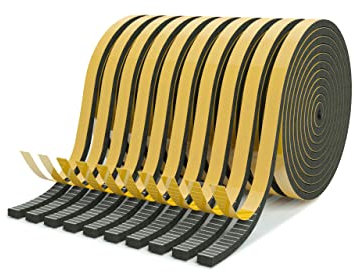 Dichtungsband selbstklebend für Türen und Fenster - Türdichtung selbstklebend perfekt für Altbautüren, die Haustür, Fenster - Dichtband aus Moosgummi EPDM - wasserdicht (12x6mm, 50 Meter)