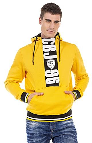Cipo & Baxx Herren Hoodie Sweatshirt CL478 Gelb – Stylischer Pullover im Casual Streetwear Look mit Kapuze & Kängurutasche – Bequemes Oberteil für Alltag & Freizeit - CL478 Gelb M