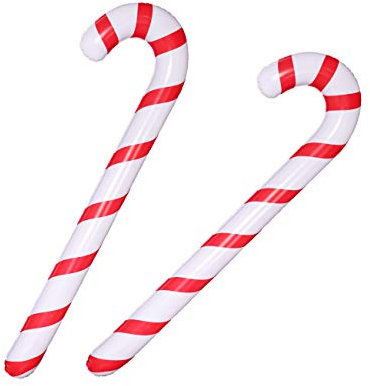 FINGOOO 2pc Christmas Inflatable Candy Cane, 90cm Giant Blow Up Candy Sticks for Xmas Ornaments Christmas Party Decoration