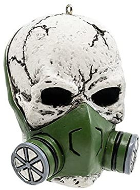 HorrorNaments Biohazard Christbaumschmuck mit Totenkopf-Motiv aus Knochen, Grün, Dekorative Hängeschmuck, Ornament, Deckenmontage, Horror, Weihnachten