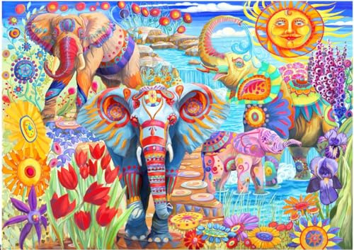 Puzzle 2000 Teile - Elephants in The Garden