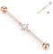 14G Industrial Barbell Chirurgenstahl Industrial Piercing Schmuck Roségold Industrial Barbell 38 mm langer Gerüststab Industrial Bar mit quadratischem CZ gepflastertem Knorpelohrring Helix-Ohrringe