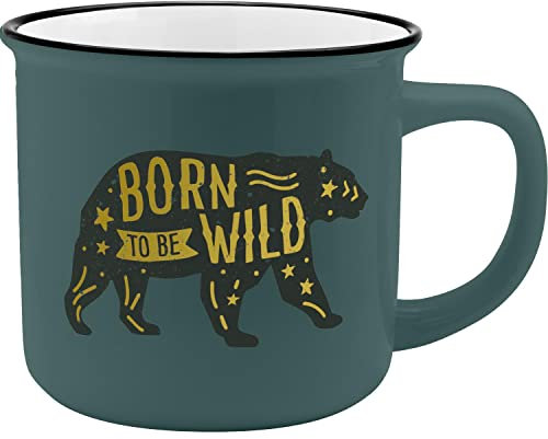 GRUSS & CO Becher Motiv Wild | New Bone China Porzellan, Emaille-Optik, 35 cl | Geschenk, Tasse lustig | 47894
