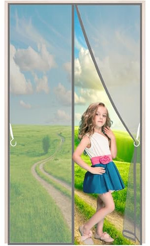 LZHBD Moustiquaire Porte Fenetre Magnetique Rideau, 100x265cm Anti Mouche Porte Moustiquaire sur Mesure de Porte Rideau Anti Mouche pour Couloirs, Portes, Gris Version Améliorée