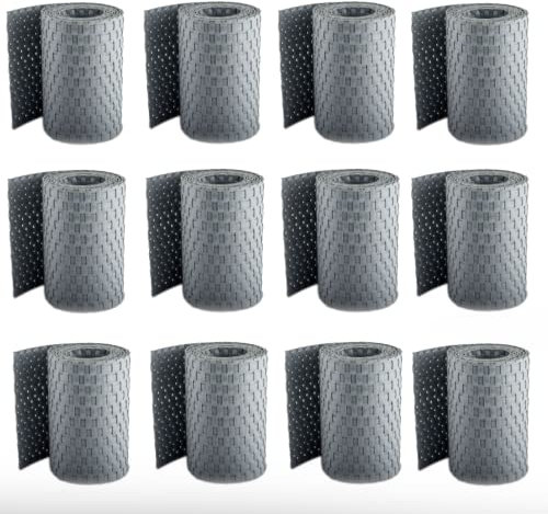 TerraGala 12er Pack Rattan Sichtschutz-Streifen, Sichtschutz für Stabmattenzaun, Flechtoptik, 255cm x 19cm, inklusive Befestigungsclips (12, Hellgrau)
