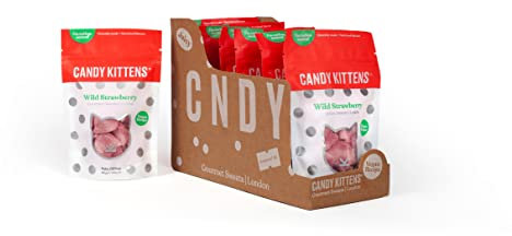 Candy Kittens Bonbons gourmands aux fraises sauvages – Bonbons végétaliens avec jus de fruits et saveurs naturelles (lot de 7 x 140 g)