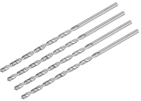 sourcing map HSS(Haute Vitesse Acier) Extra Long Forets Hélicoïdaux 5mm Perceuse Diamètre 160mm Longueur 4Pcs