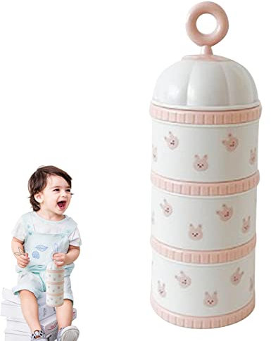 Voiakiu leche en polvo, dispensador fórmula graduado con buen sellado, recipiente portátil para leche seca en polvo, recipiente harina bien sellado para viajar a casa
