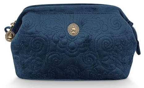 Pip Studio [DL] Cooper Cosmetic Purse Small Velvet Quiltey Days Blue 19x8.5x12cm
