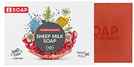 MY SOAP Schafmilchseife, Natural by accentra, handgefertigte Schafmilchseife MY SOAP in Papierschachtel, 100g, Motiv/Duft: Granatapfel