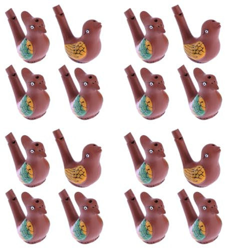 SAFIGLE 16-teiliges Musikalisches Krippenszene Set für Kinder und Erwachsene - Keramik-Vögel-Pfeifen - Keramische Wasser-Pfeifen - Zirpendes Vogel-en - Wassersänger-Vogel - Kinder--e -