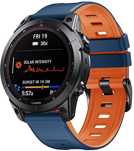 ANBEST Armband für Garmin Fenix 6X Pro/7X Pro/8 51mm Armband,Quick Fit 26mm Silikon Ersatzarmband für Fenix 6X/7X/Enduro 2/Epix Pro 51mm/Descent MK1/MK2/MK2i/MK 3/3i