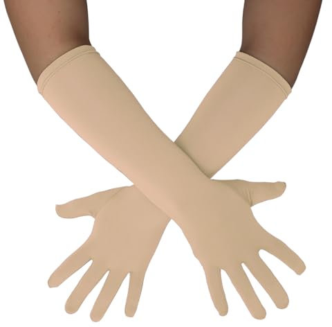 Sheface Handschuhe für Damen und Herren, 38,1 cm lang, Elastan, für Bankett, Party, Hochzeit, dehnbare Kostüm-Handschuhe, Hautfarben, Einheitsgröße