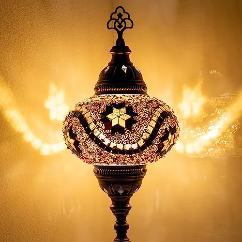 10 Variationen Orientalische Marokkanische Mosaik Tischampe Handgefertigte Türkische Dekorative Mosaiklampe (10-Braun)