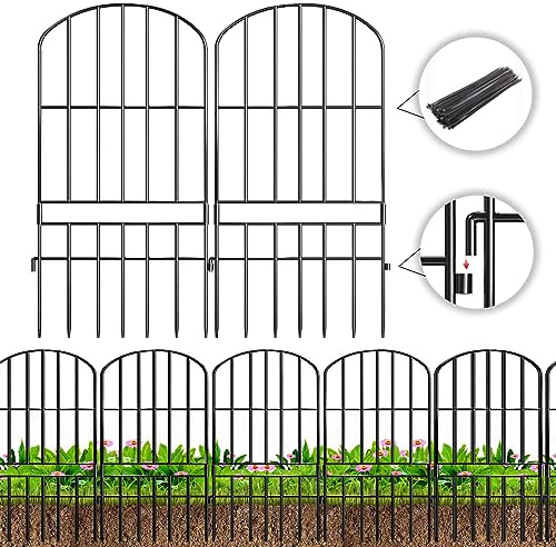 Adavin Animal Barrier Garden Fence,15 Pack Black 12''L x 25 H no dig Fence, Underground dig Protection for Dog Rabbits Rustproof Metal Wire Panel Border, 15 ft Ground Stakes for Outdoor Patio