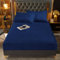 Fleece Spannbettlaken 200x200 Blau Marineblau Plüsch Warm Winter Bettlaken Leintuch Boxspringbett Uni Bettspanntuch für 200 x 200 Hohe Matratze Hoher Steg bis 25-30 cm