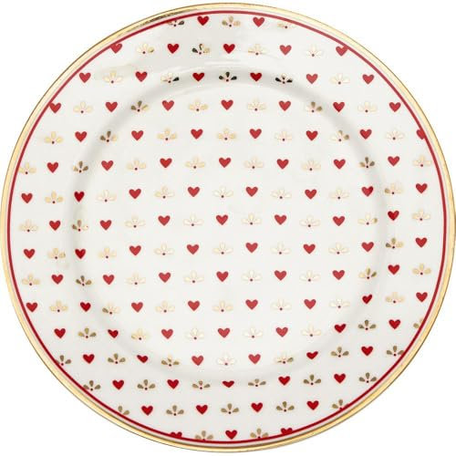 Greengate Teller Layla Petit Weiss mit Herzen und Goldrand 15 cm Dessertteller