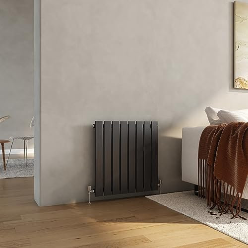 Heilmetz Anthracite Radiator Horizontal Radiators Designer Single Flat Panel Radiator Modern Heater Central Heating Radiator 600 x 608mm