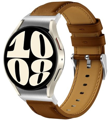 Armband Samsung Galaxy Watch 6 Leder, 20mm Ersatzarmband Leder Armband für Galaxy Watch 4/5/6/7 40mm 44mm, Galaxy Watch 6 Classic 43mm 47mm, Galaxy Watch 5 Pro 45mm, Galaxy Watch 4 Classic 42mm 46mm